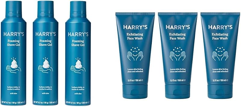 Harry's Shaving Gel with an Aloe Enriched Formula - 3 pack (6.7oz) Face Wash for Men, Gentle Formula with Volanic Rock Natural Exfoliant, Dermatologist Tested