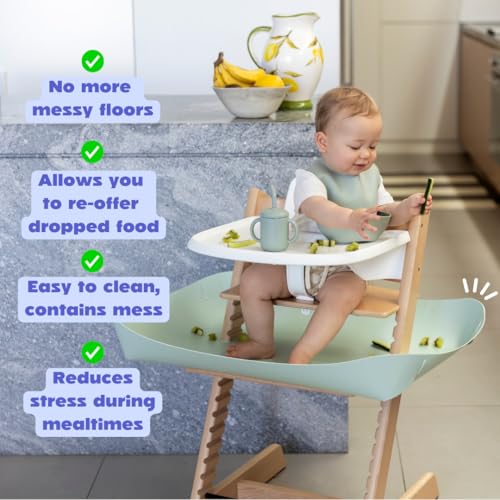 Image of CATCHY -Food Catcher-Compatible with Stokke Tripp Trapp High Chair +11 Other High Chairs-Highchair Sold Separately-Baby & Toddler Food & Mess Catcher-Premium Linen Inspired -Under High Chair Accessory | High Chair Food Catcher - High Chair Sold Separately - Baby & Toddler Food & Mess Catcher - Under High Chair Accessory