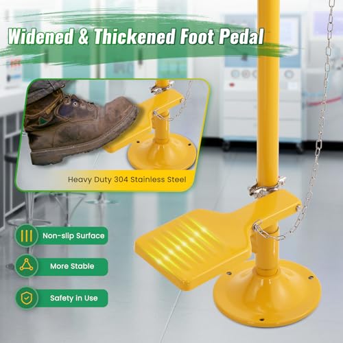 Image of Huanyu Stand Up Eye Wash Station Floor Mounted Eyewash Station Adjustable Water Flow Emergency Eye Washing Station Stainless Steel with Eye Wash Sign Factory (1207-1 Yellow)