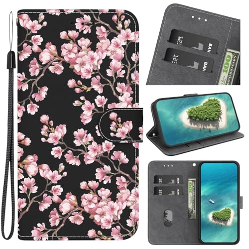 Coque Oppo A58 4G fleur de prunier étui portefeuille rabat