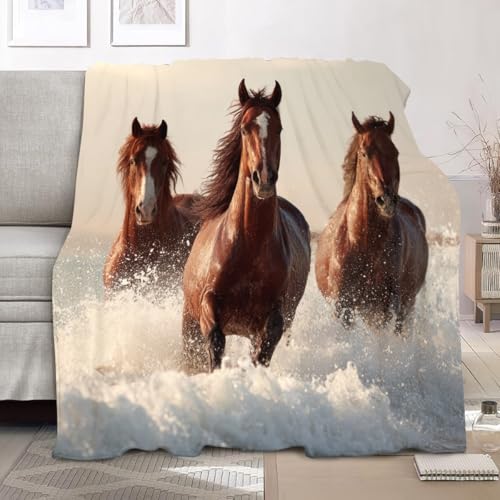 Cadeau plaids merveilleux : couverture de lit douce 150x200 cm cheval 3D - 3
