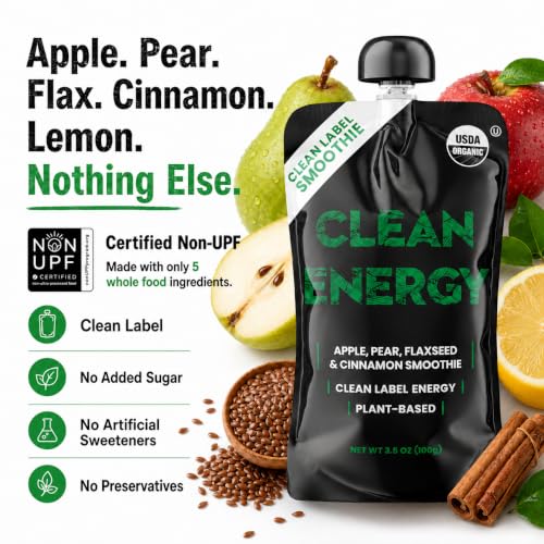 Image of Clean Energy Organic Smoothie Pouches, Healthy Snacks, Real Energy - 8 Pack