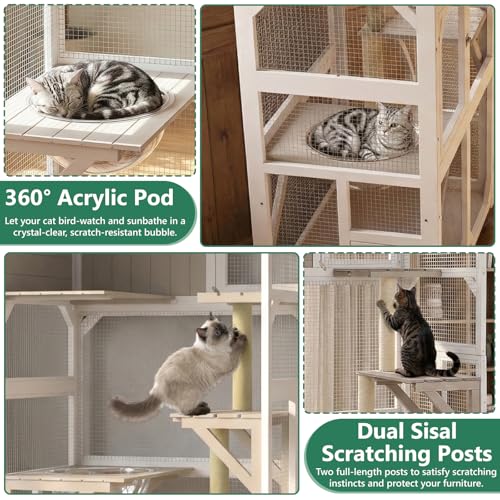 Image of Portable 63 inch Catio with Wheels, Outdoor Cat Enclosure with Window Access
