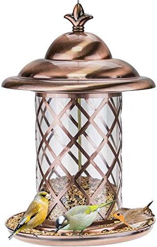 Alimentador de pájaros al aire libre Aves loro Carrier palomas Alimentos Trough suministros al aire libre Guía de las aves de metal automática Bird Alimentadores Alimentación Aire libre decoración col