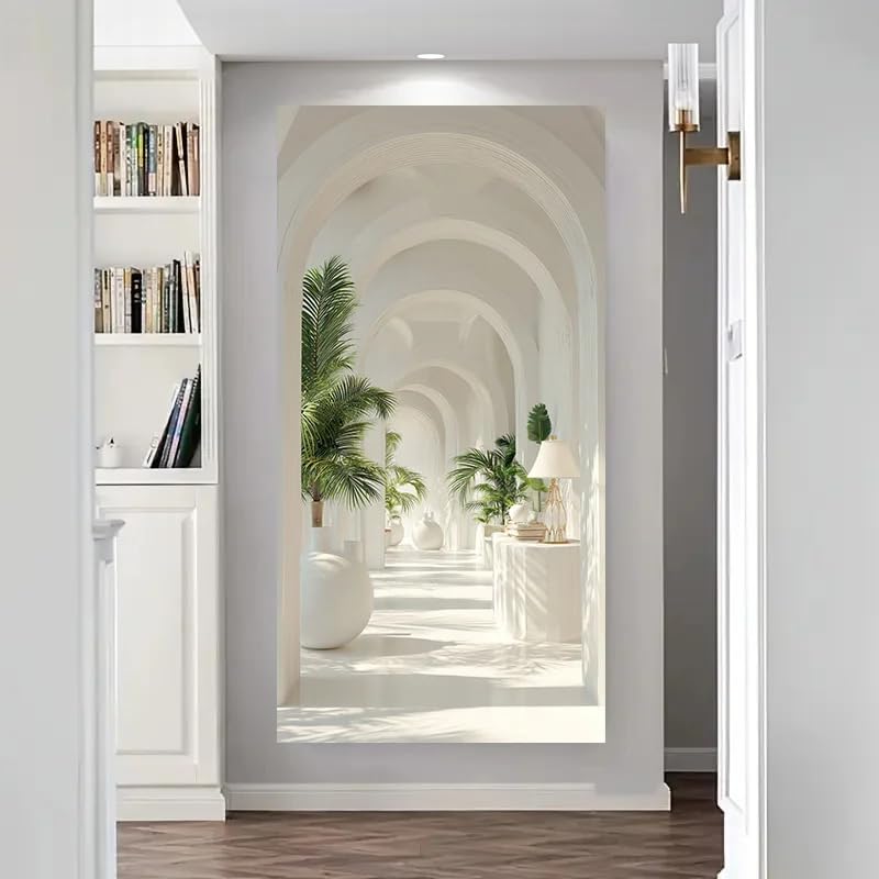 GKUVBF Tableau moderne sur toile « Arche blanche paradis » pour salon, décoration intérieure moderne (90 x 180 cm/sans cadre)