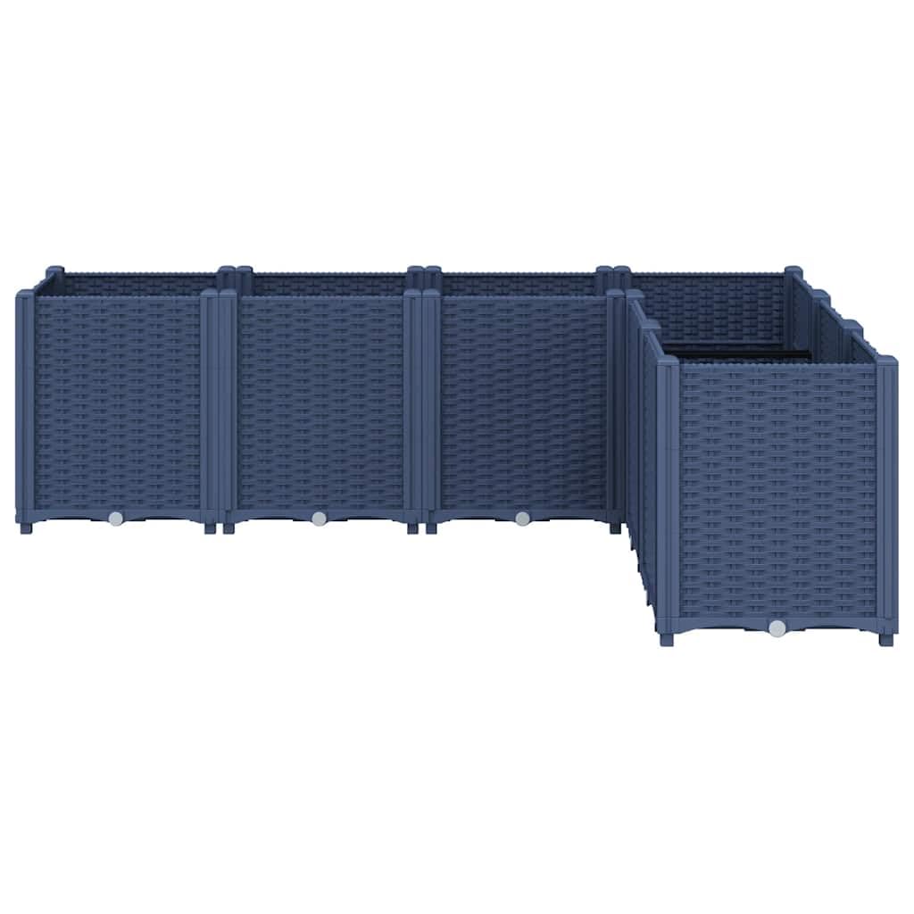 Macetero de polipropileno 160 x 120 x 53 cm, diseño modular de 6 jardineras, polipropileno resistente con almacenamiento de humedad