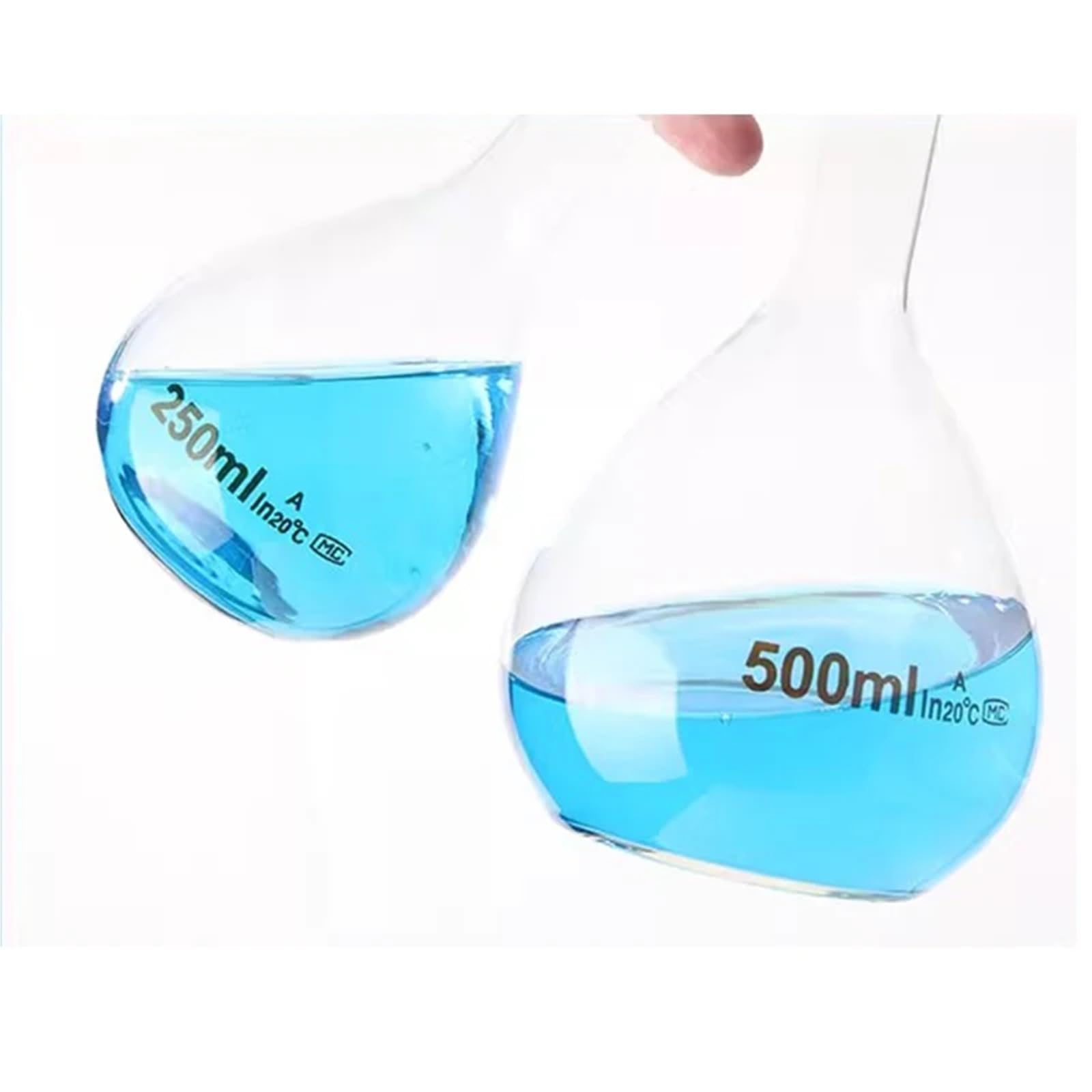 Matraz volumétrico transparente de laboratorio con forma de pera, de vidrio de borosilicato de grado A.(1000ml)