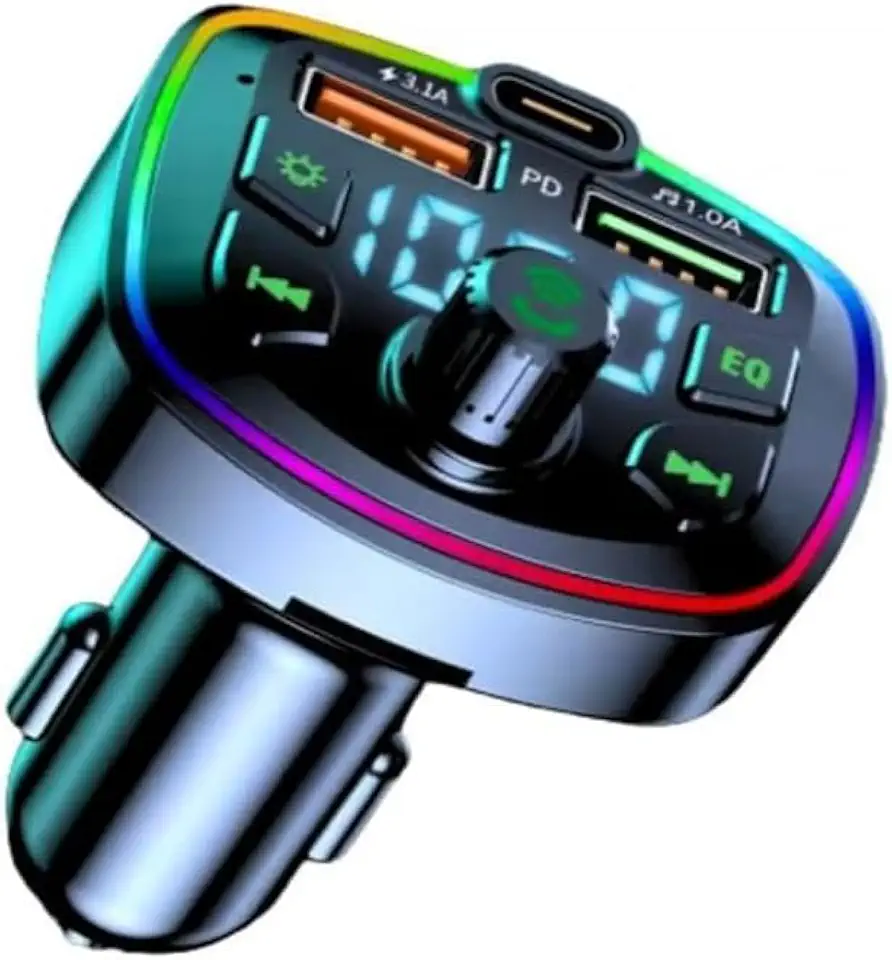 Carregador Transmissor Veicular Bluetooth 5.1 com Porta USB + TIPO-C