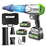 Cordless Leaf Blower, Turbo Jet Blower, 800,000 RPM Handheld Leaf Blower with 2x4500mah Batteries & Charger, Electric Leaf Blowers for Patio Cleaning, Lawn Care, Leaves, Dust (Gray-Green)
