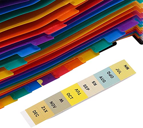 Image of ARURA (LABEL) 24 Pockets File Folder With Cover Expanding Document Storage Organizer Expandable Files Organizer With Labels Expanding Paper File Folder,Multi