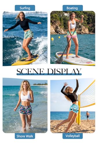 Image of For G and PL Women Summer Floral Beach Boardshorts with Pockets Swim Trunks