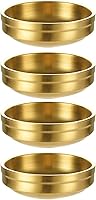 Vista 8 de Paquete de 4 platos dorados de acero inoxidable para salsa de soja, cuencos de inmersión de doble cubierta, cuencos pequeños para condimentos, mini