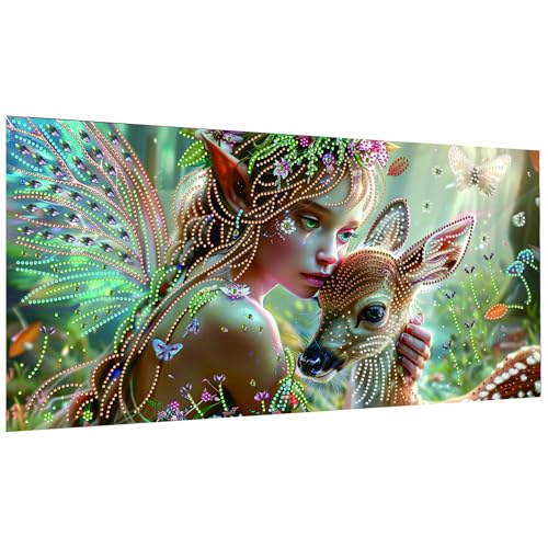 SKRYUIE DIY Large Diamond Art Kits for Adults Deer Special Shape - 5D Diamond Painting Kits for Adults Elf - Crystal Embroidery Cross Stitch - Craft for Wall & Office Decor 11.81 x 23.62 Inch D10