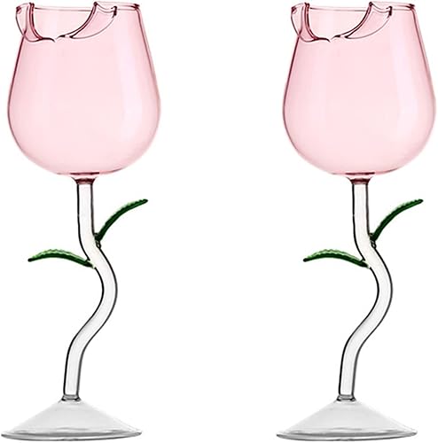 MANMAOHE Juego de 2 copas de vino creativas de 95 onzas copas de vino tinto de cristal copas de vino tinto de cristal copas de vino de flores de