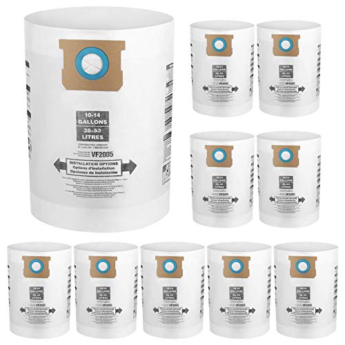 Image of 10 PCS Vacuum Bags Replacement for Shop Vac Bags 10-14 Gallon,Type F 90662 9066200 9066233; Type I 90672 9067200 9067233; VF2005, High Efficiency Disposable Fine Dust Collection Vacuum Filter Bags