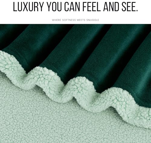 Image of VAS COLLECTIONS Premium Sherpa Flannel Blanket | 460 GSM Ultra-Soft Plush Heavyweight Blanket | Warm & Cozy Winter Comforter for Bedroom - (Grren, 58x88 Inches, Single (2300 g))