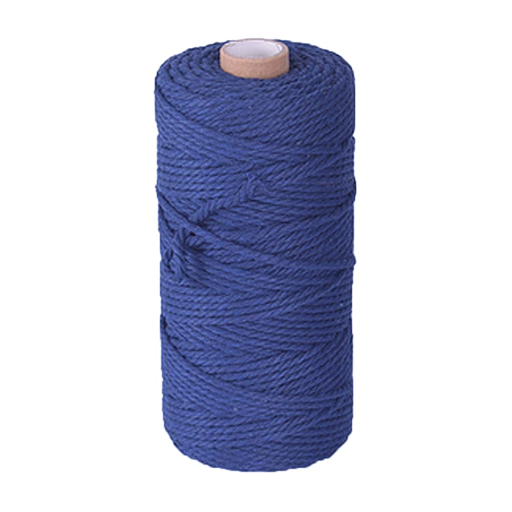 3mm X 109yards Macrame Cotton Cord Colored Cotton Rope Macrame Rope for Handmade Plant Hanger Wall Hanging Craft Making Macrame Supplies Navy Blue