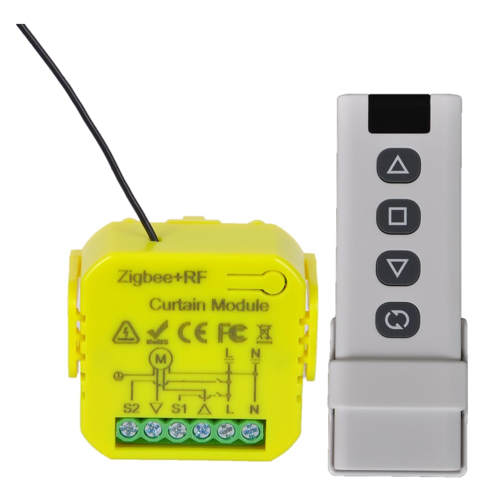 Yueyang Interruptor de Persiana ZigBee, Control Remoto Inteligente, Compatible con Alexa y Smart Life, Temporizador Automatizado para Persianas Eléctricas