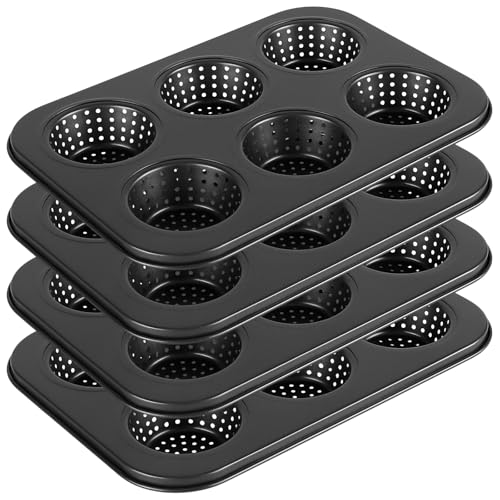 HEIYUET 4 Stück Brötchen Backform 6er, Brötchenblech Metall, Muffin Backform Perforiert, Brötchenform für Brötchen, Antihaftbeschichtung, Hitzebeständig bis 230°C HEIYUET 4 Stück Brötchen Backform 6er, Brötchenblech Metall, Muffin Backform Perforiert, Brötchenform für Brötchen, Antihaftbeschichtung, Hitzebeständig bis 230°C