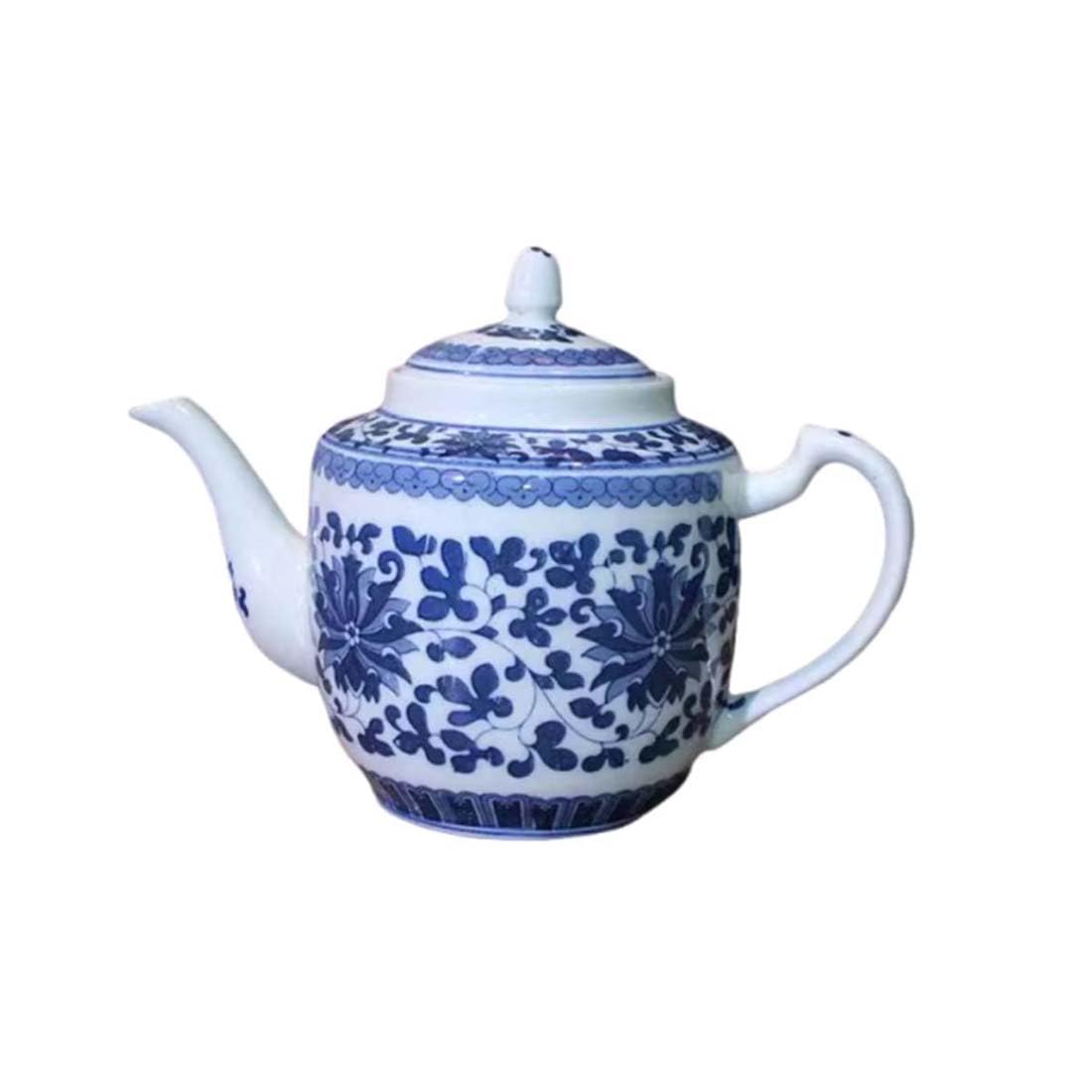 Théière en céramique de porcelaine bleu et blanc peinte à la main de grande capacité Jingdezhen de Chine, théière à fleurs, théière à café A07