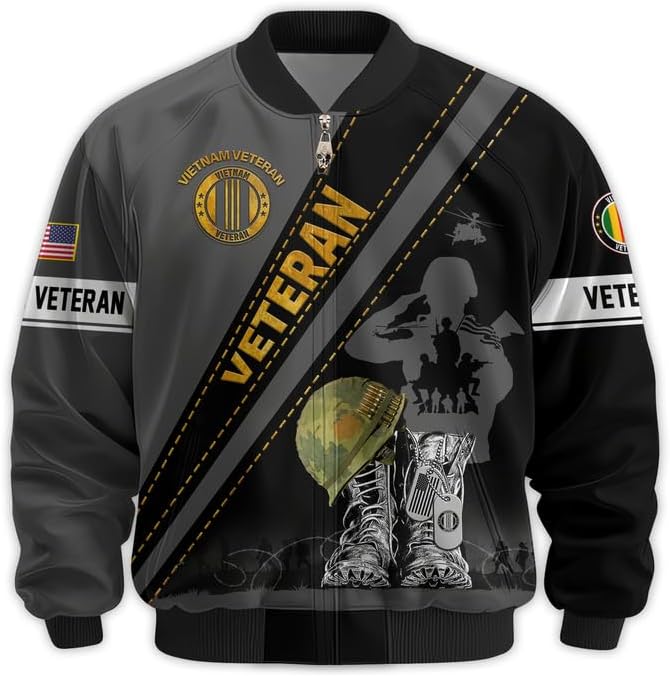 Vietnam Veteran Motorcycle Jacket - Military Jacket, Premium Waterproof Coat, Veterans Day Gift, Full Size S - 6XL