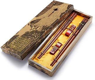 Chopsticks Reusable- Chinese Style, Wooden Dragon and Phoenix Chopsticks with Holder and Carrying Bag, Chinese Gift Set Chopsticks Set2 Pairs