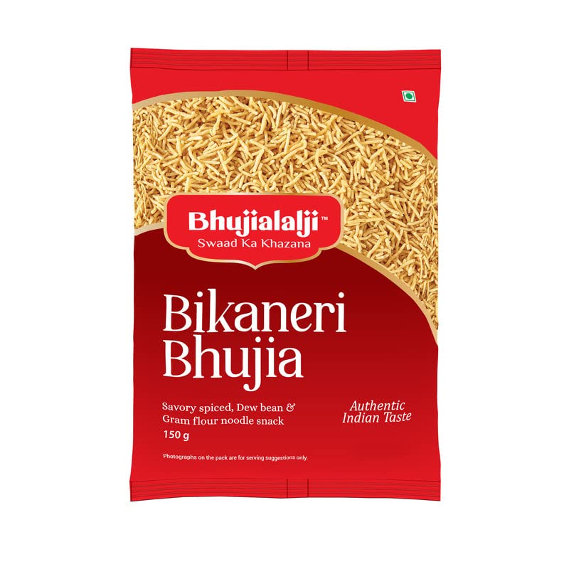 Image of Bhujialalji (Combo pack of 5) 750g | Plain boondi | Theeka meetha | Mumbaiya bhel | Bikaneri bhujia | Navratna mix | Rajasthani Namkeen | indian Spices | Indian Tea Time Fresh & Mixture | Ready to eat.