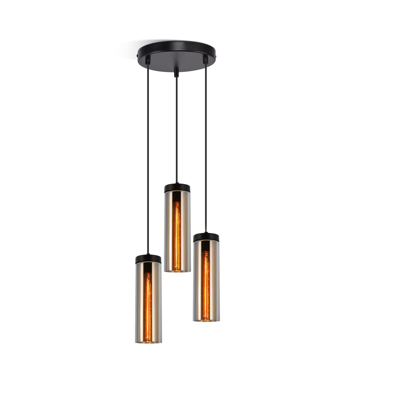 CBJKTX Hängelampe Vintage Hängeleuchte Esstisch-Pendelleuchte 3 Flammig | Glas Esstischlampe Industrial E27 Esszimmerlampe Höhenverstellbar Pendellampe Hängend für Küche Wohnzimmer ohne Leuchtmittel