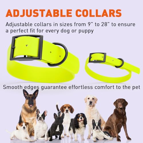Image of Dogline Biothane Waterproof Dog Collar Strong Coated Nylon Webbing with Black Hardware Odor- Proof for Easy Care Easy to Clean High Performance Fits Small Medium or Large Dogs, Safety Yellow