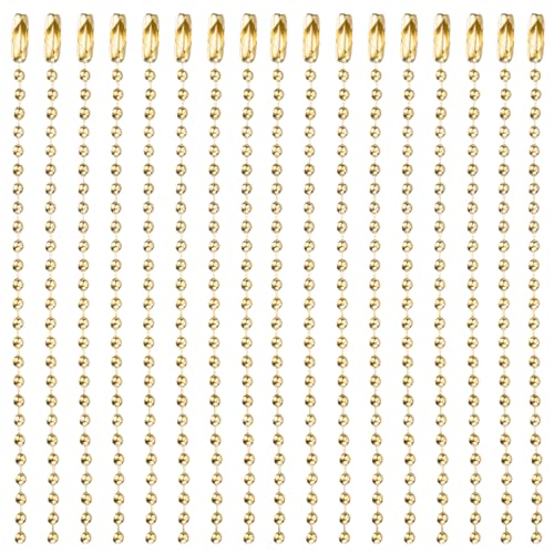 sourcing map 20Pcs 5 Inch 12cm Ball Bead Chain, Metal Ball Chain with Connectors for Hanging Ornament Jewelry Necklace Dog Tag Keychain Christmas Decoration,Gold
