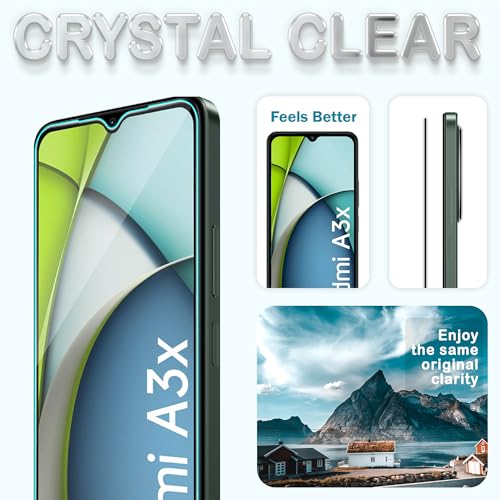 Image of ArmourPro Military Grade Gorilla Tempered Glass Compatible For Redmi A3x, A3, 12C and Poco C55 (6.79 Inch) With Easy Installation Kit for Smartphone| Edge To Edge Coverage | Black, Pack of 2