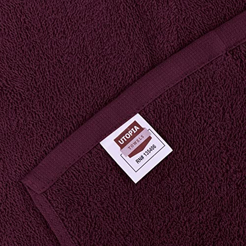 Image of Utopia Towels 24 Pack Cotton Washcloths Set, 100% Ring Spun Cotton, Premium Quality Flannel Face Cloths, Highly Absorbent and Soft Feel Fingertip Towels, Burgundy