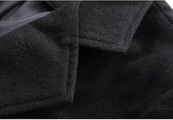 Mens Wool Blend Long Trench Overcoat Notched Collar Three Button Coat