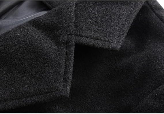 Mens Wool Blend Long Trench Overcoat Notched Collar Three Button Coat
