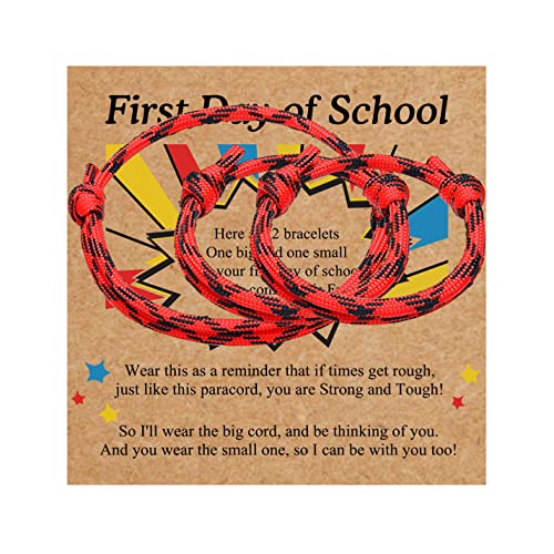 Image of First Day Of School Bracelet, Matching Mommy And Me Mother Son Daughter Paracord Back To School Bracelets Wish Gift for Mom Boys Dad Girls Jewelry
