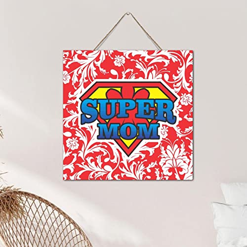Panneau décoratif vintage en bois Super Mom de qualité supérieure