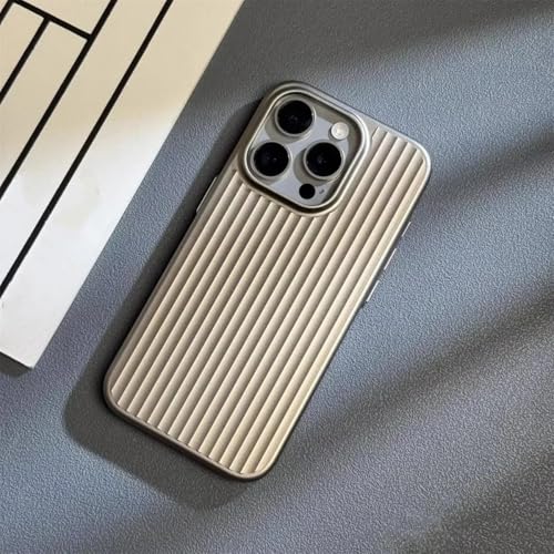 Coque rigide iPhone 15 Pro Max anti-rayures vagues électroplaquées gris titane