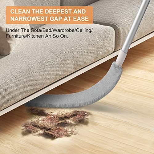 Retractable Gap Dust Cleaner Brush with Extension Pole (29 to 65 inches), Flexible Gap Microfiber Duster Bendable Extendable Washable, Under Appliance Dusters for Cleaning Bed Sofa Furniture Couch