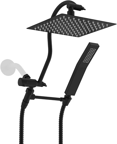 Vista 35 de Hibbent Cabezal de ducha de metal, cabezal de ducha de alta presión de 10 pulgadas, combo de cabezal de ducha, varita de ducha de mano, brazo