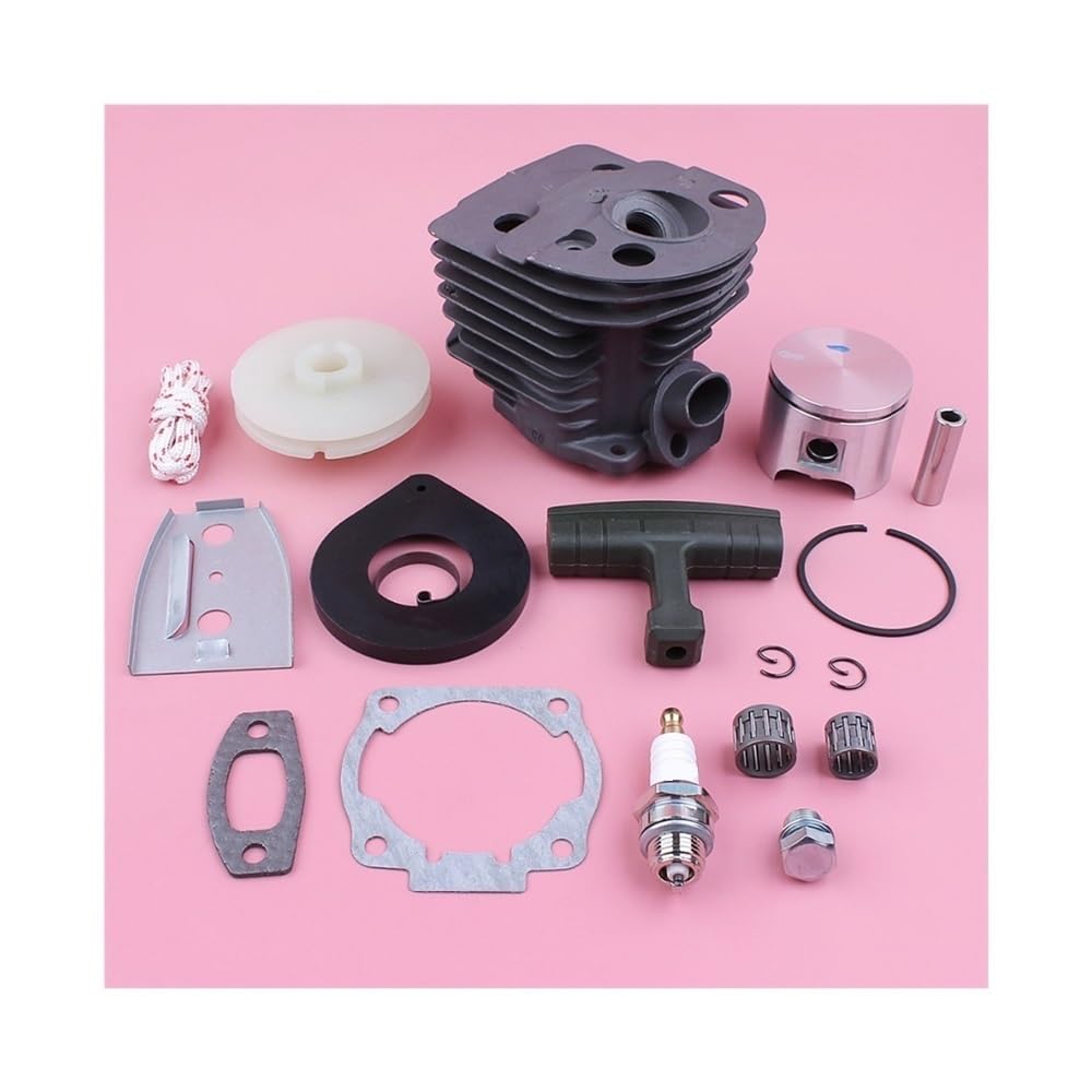 Kit de pistón de Cilindro de 46 mm con polea de Arranque por Retroceso, empuñadura y Cuerda. Compatible con motosierras 55 y 51. Pieza de Repuesto.