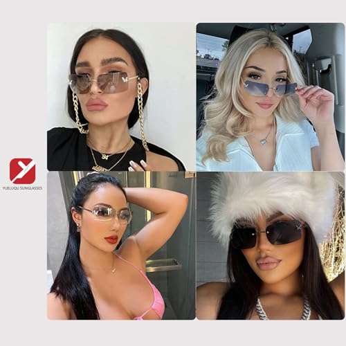 Trendy Rimless Sunglasses Mens Womens Rectangle Y2K sunglasses Vintage Shades2