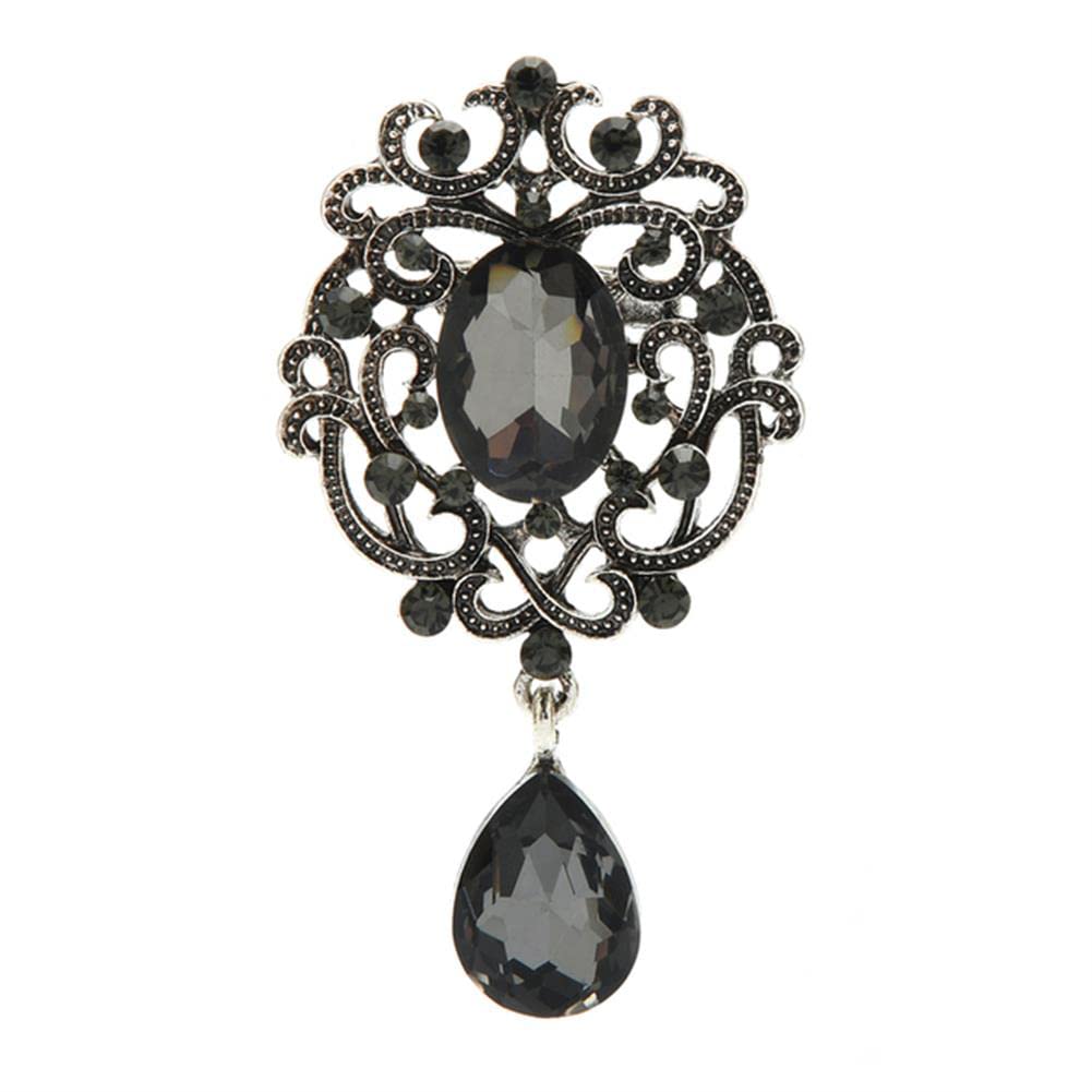 Broschennadel, Anstecknadel for Rucksäcke, Damen, Sammlung und Präsentation, Anstecknadeln, Broschen und Anstecknadeln, Vintage-Palast-Stil, Wassertropfen, ES-Damen, 3-farbige Kristallblume, Party-Bür