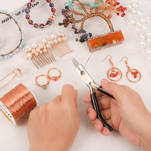 Image of Modacraft 22 Gauge Copper Wire for Jewelry Making with 4 in 1 Plier, 164Ft /0.6mm Craft Beading Pure Bare Copper Wire for Jewelry Making Supplies and Crafting