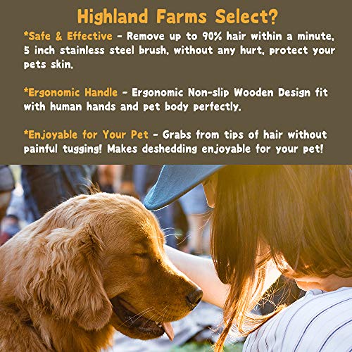 Deshedding Grooming Tool For Dogs, Cats & Horses, Ergonomic Design Wood Groom Brush, Professional Pet Groomer, Painlessly Remove For Short & Long Hair, Fur & Dirt - 5 Inches #TOP5