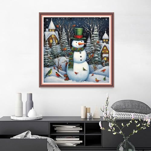 Image of Joyhoor Cross Stitch Kits for Beginners Stamped Cross-Stitch Supplies Needlework preprint Embroidery Kits for Adults DIY Needlepoint Kits Embroidery Patterns 11CT-Christmas Snow Scenery 18.x18 inch