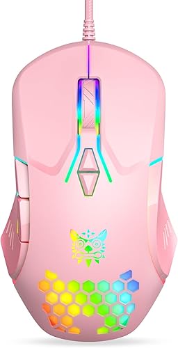 Miniatura 8 de Ratón con cable USB, ratón de ordenador con iluminación RGB, 4 DPI ajustables, ratón óptico ergonómico de oficina, ratones con cable de 7 botones