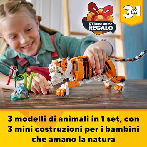 LEGO Creator 3 in 1 Tigre Maestosa, Si Trasforma in Panda o Pesce Koi, Set da Collezione con Figure di Animali Giocattolo, Giochi Creativi per Bambini, Bambine, Ragazzi e Ragazze, Idea Regalo 31129 - Immagine 1