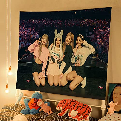 Tissu de fond BLACKPINK, JENNIE JISOO ROSÉ LISA, tapisserie de fond de chambre à coucher, décoration de dortoir, décoration de chambre, tissu de décoration de dortoir Cover
