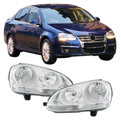 waltyotur Left and Right Headlight Assembly Replacement for 2006-2009 GTI/Rabbit, 2005-2010 Jetta Headlamps Set Driver and Passenger Side 1K6941005S 1K6941006S