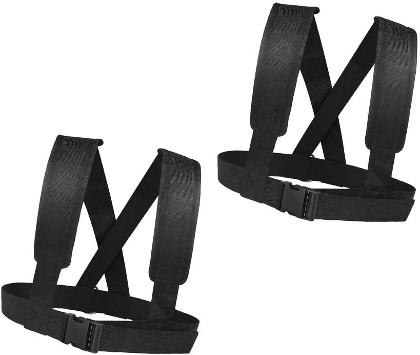 Heavy Duty Training Vest and Harness Set- Power Strength Training Equipment for Adults and Kids, Great for Football, Running, and Team Sports, Includes 2 Pulling Straps with 6, Black